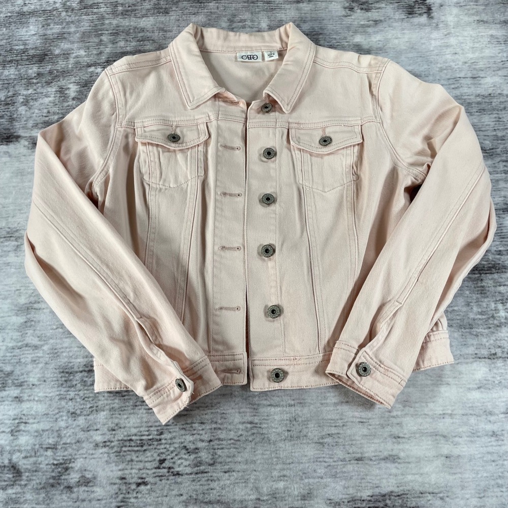 Cato Womens Small Pink Denim Trucker Jacket Pastel Cotton Stretch RN37080